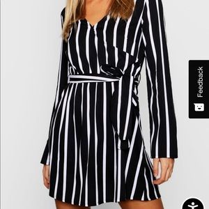 Black & white striped dress with a belt